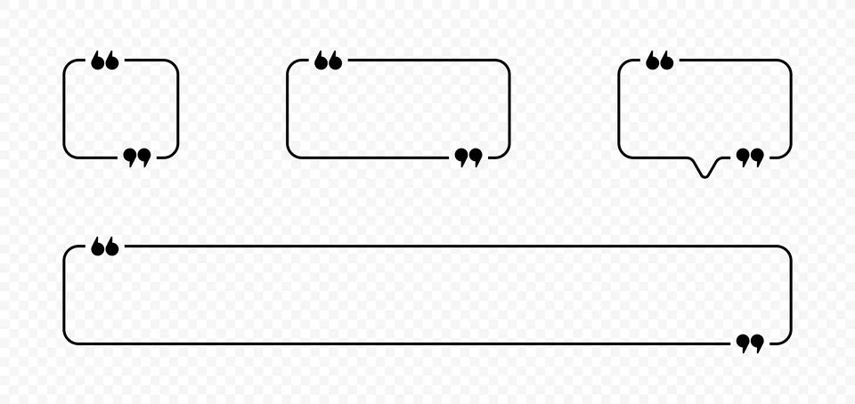 Quotes in rectangle and square linear shape vector design Stock Illustration