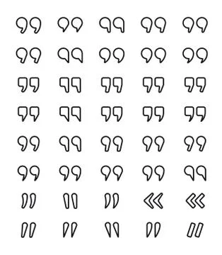 Quotes symbol set. Quotation mark signs in different styles. Citation comma Stock-Illustration