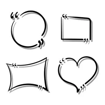 Quotes template hand drawn set with shadow isolated on a white background Stock Illustration