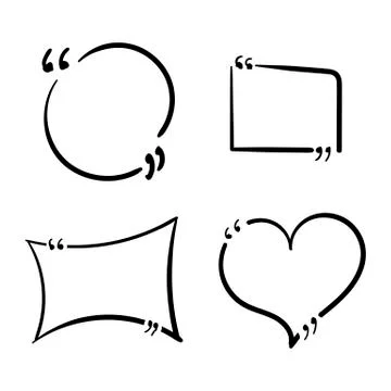 Quotes template hand drawn set isolated on a white background Stock Illustration