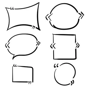 Quotes template hand drawn set isolated on a white background Stock Illustration