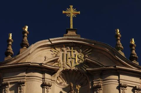 The &amp;quot;IHS&amp;quot; gable wall. Stock Photos