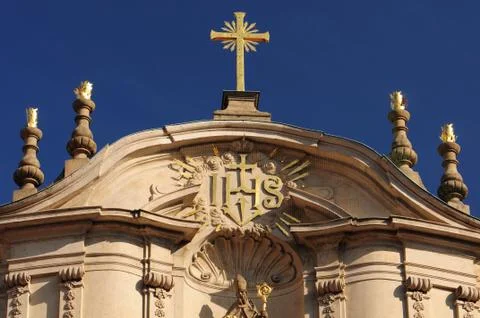 The &amp;quot;IHS&amp;quot; gable wall. Stock Photos