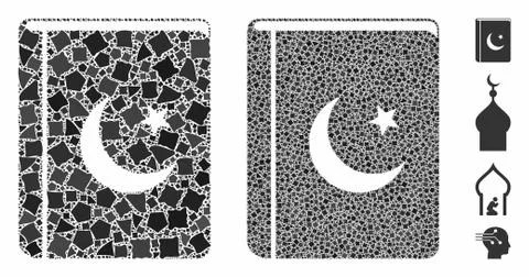 Quran book Composition Icon of Unequal Items Stock Illustration