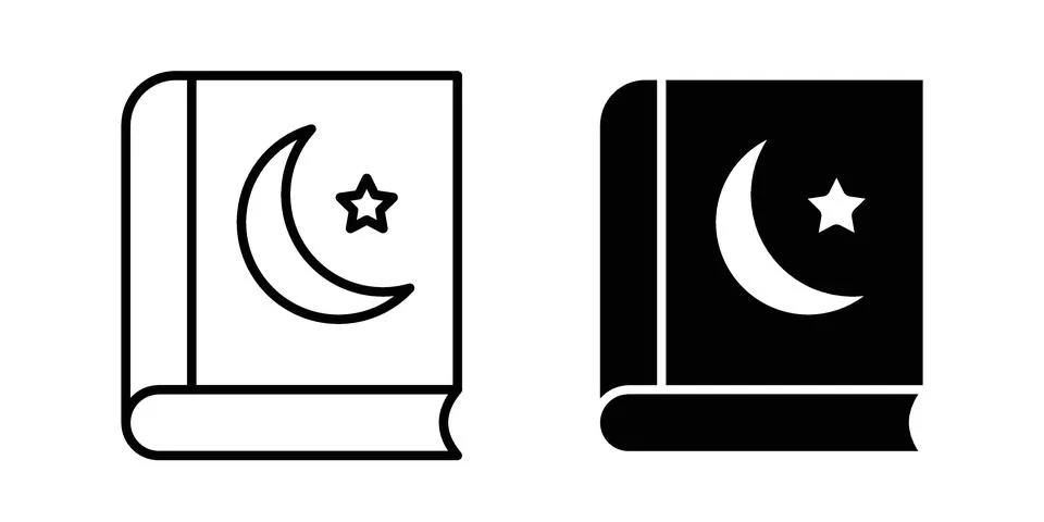 Quran book icon bundle for website design projects Stock Illustration