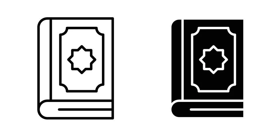 Quran book icon vector concepts, line and silhouette style 库存插图