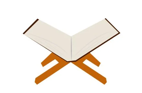 Quran open book, flat style icon. Isolated on white background. Vector Stock Illustration