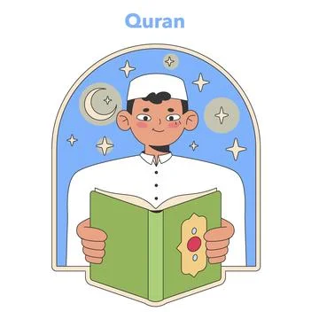 Quran reading illustration. Flat vector image. Stockillustratie