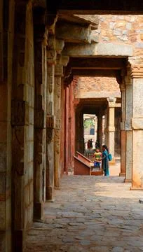  The Qutb complex is an array of monuments and buildings at Mehrauli in De... Fotos de archivo