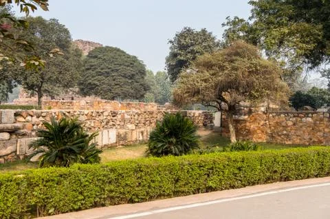 Qutb complex (Qutub),  an array of monuments and buildings at Mehrauli in Del Stock Photos