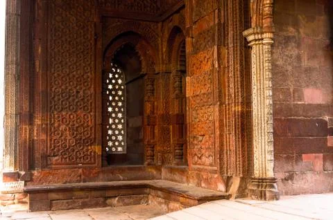 Qutb complex (Qutub),  an array of monuments and buildings at Mehrauli in Del Stock Photos