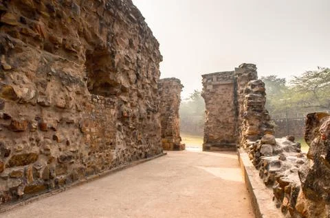 Qutb complex (Qutub),  an array of monuments and buildings at Mehrauli in Del Stock Photos