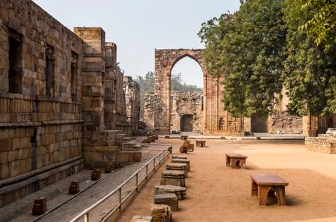Qutb complex (Qutub),  an array of monuments and buildings at Mehrauli in Del Stock Photos