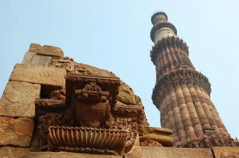 Qutb minar, highest stone tower in the world, and highest minaret in india Stock Photos