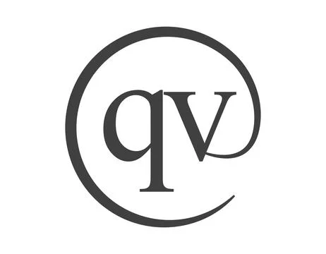 QV logo from two letter with circle shape email sign style. Q and V round l.. 스톡 일러스트