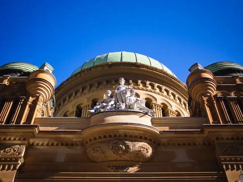 QVB - Eastern Facade Statues Stock Photos