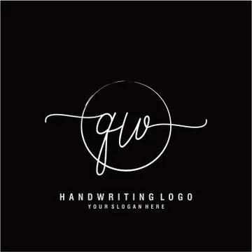 QW Initial handwriting logo design Stock Illustration