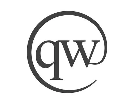 QW logo from two letter with circle shape email sign style. Q and W round l.. イラスト素材