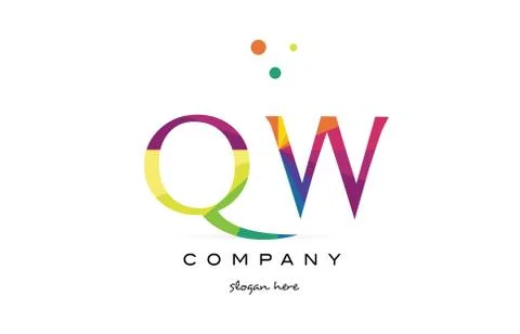 Qw q w  creative rainbow colors alphabet letter logo icon Stock Illustration