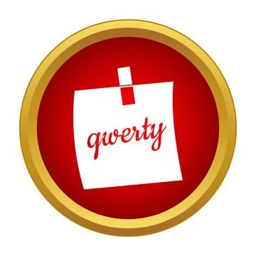 Qwerty password reminder sticky note icon Stock Illustration
