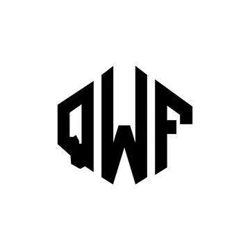 QWF letter logo design with polygon shape. QWF polygon and cube shape logo .. Stock Illustration