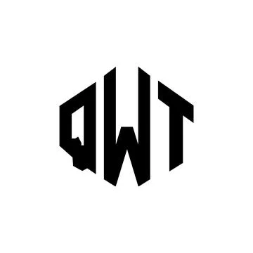 QWT letter logo design with polygon shape. QWT polygon and cube shape logo .. Stock Illustration
