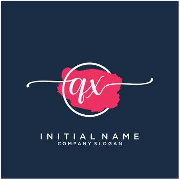 QX Initial handwriting logo design with brush circle Stock Illustration