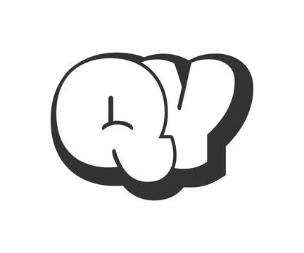 QY logo, bubble comic lettering, rounded in graffiti style black and white .. イラスト素材