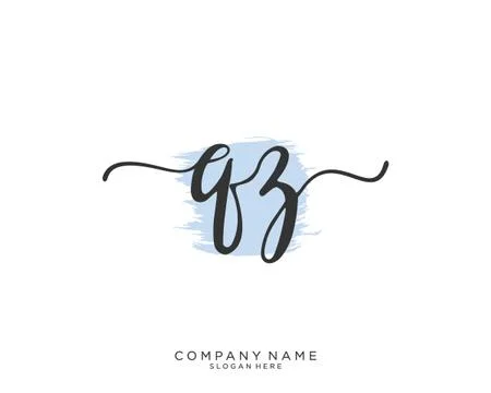 QZ Initial handwriting logo design Stock Illustration