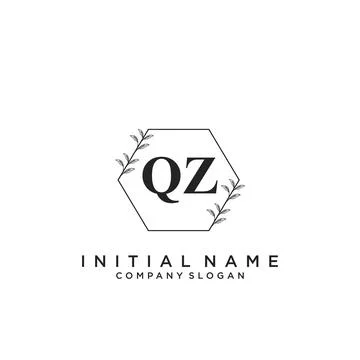 QZ Initial handwriting logo design Stock Illustration