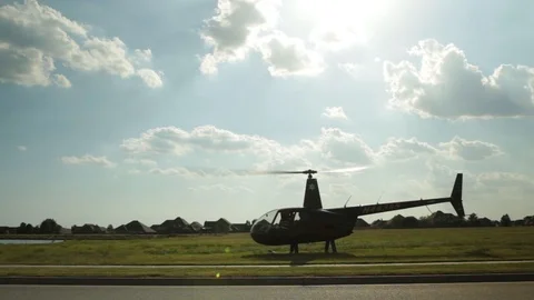 R-44 Robinson Helicopter Taking Off 2 Stock Footage 123673828