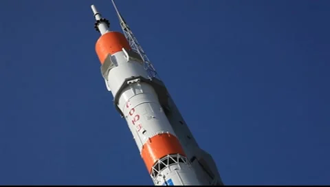 R-7 Rocket on the launch pad Stock Footage 7974844