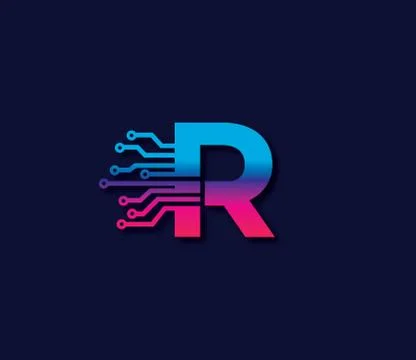 R Alphabet Data Storage Technology Logo Design Concept Illustrazione stock