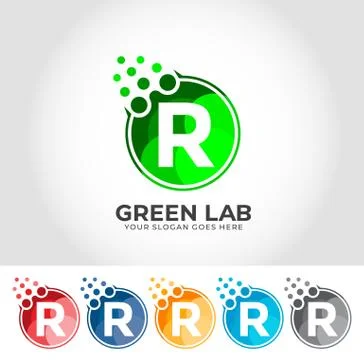 R Alphabet Lab Creative Logo Design Concept 库存插图