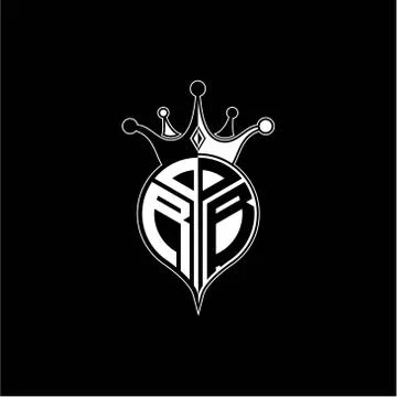 R B circle monogram logo emblem style with clown crown shape vector decoratio Stock Illustration