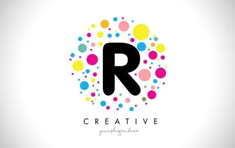 R Bubble Dots Letter Logo Design with Creative Colorful Bubbles. Stock-Illustration