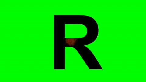 "R" Chromakey Green Screen Animated Fire Snow Water Explosion Lettering Stock Footage 133178