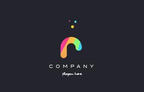 R colored rainbow creative colors alphabet letter logo icon Stock Illustration