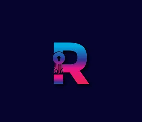 R Cyber Security Technology Logo Design Concept Stock-Illustration
