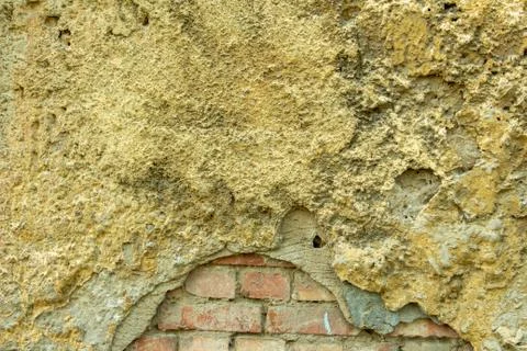 R dilapidated construction objects of brick and concrete on the outskirts of the Stock Photos