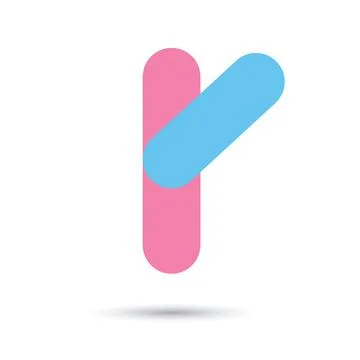 R font vector with blue and pink color on White background, Futuristic font,  Stock Illustration