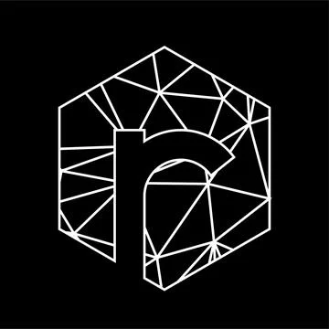 R geometric triangle blockchain font Stock Illustration