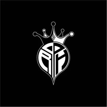 R H circle monogram logo emblem style with clown crown shape vector decoratio 库存插图