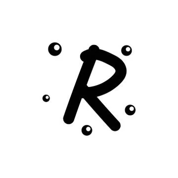 R hand drawn alphabet  vector design template illustration Stock Illustration