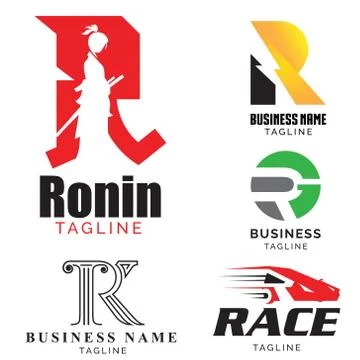 R letter based theme logo set vector volume 1 Stock Illustration