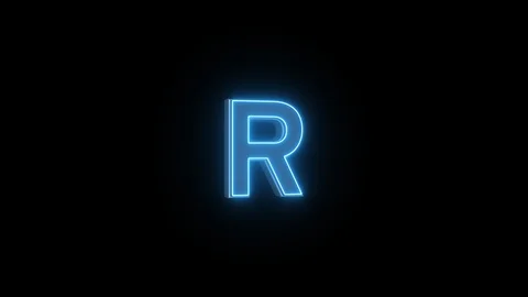 R letter blue neon light background video Stock Footage