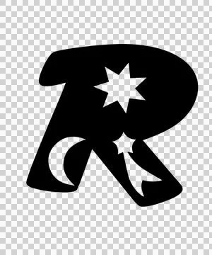 R Letter With Celestial Icons Stock Illustration