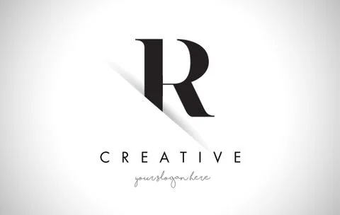 R Letter Logo Design with Creative Paper Cut Stock Illustration