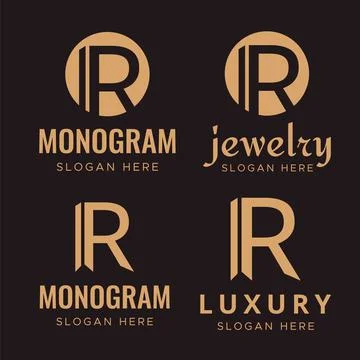 R letter Logo design vector template. Elegant crest leaf stamp vector log Stock Illustration