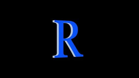 R letter logo loopable blue color black background Illustrazione stock